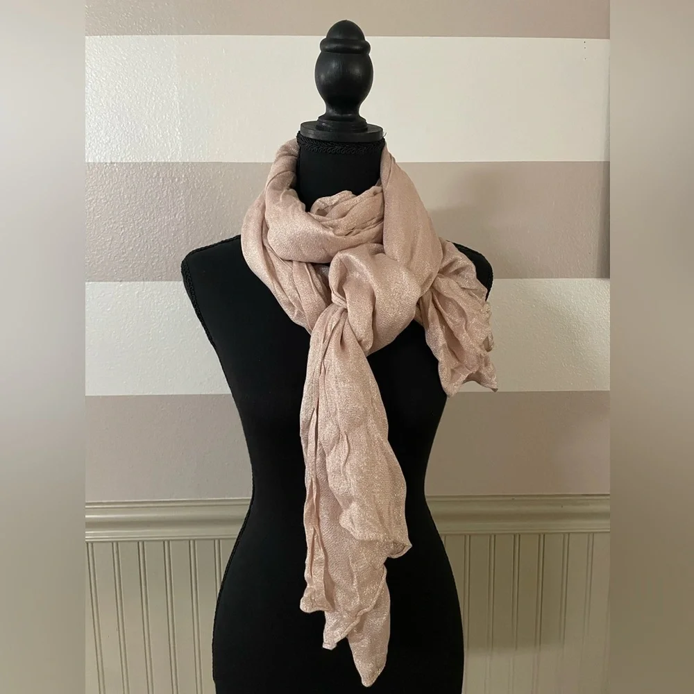 Coral shimmer long scarf • Lightweight & flowy accessory”